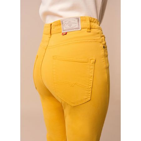 CARLA HELEN - Pantalon Couleur Taille Haute | Coupe Évasé | Taille en pouces