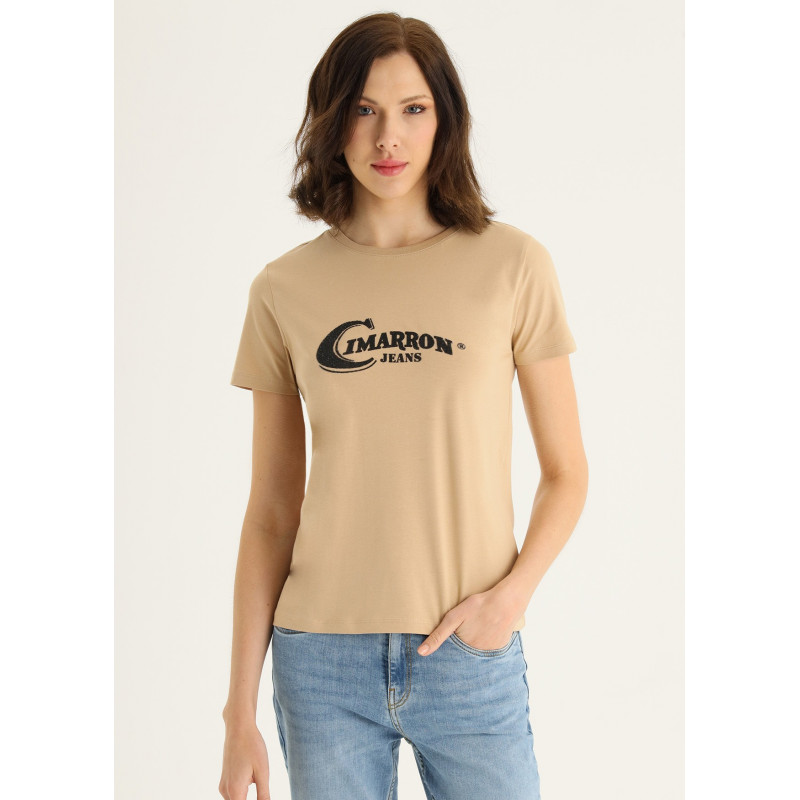 ZAYA-APRIL T-shirt en coton bio à manches courtes et col ras du cou