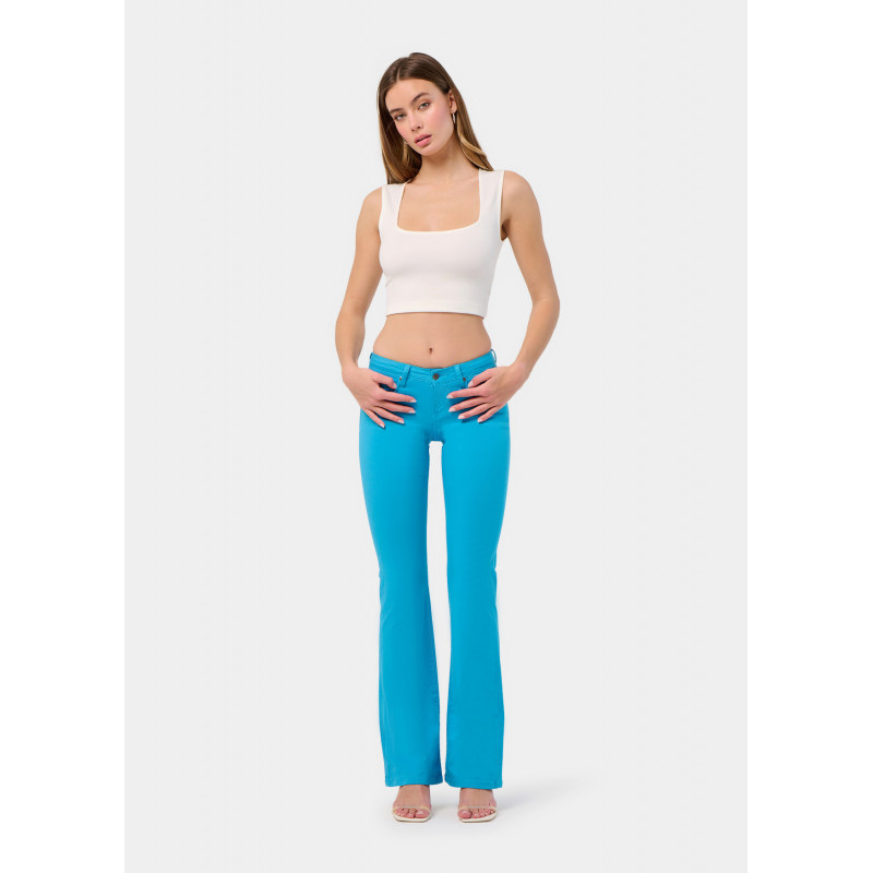 ENYA-SENDA Pantalon coupe boot couleur taille très courte élastique | Taille en pouces