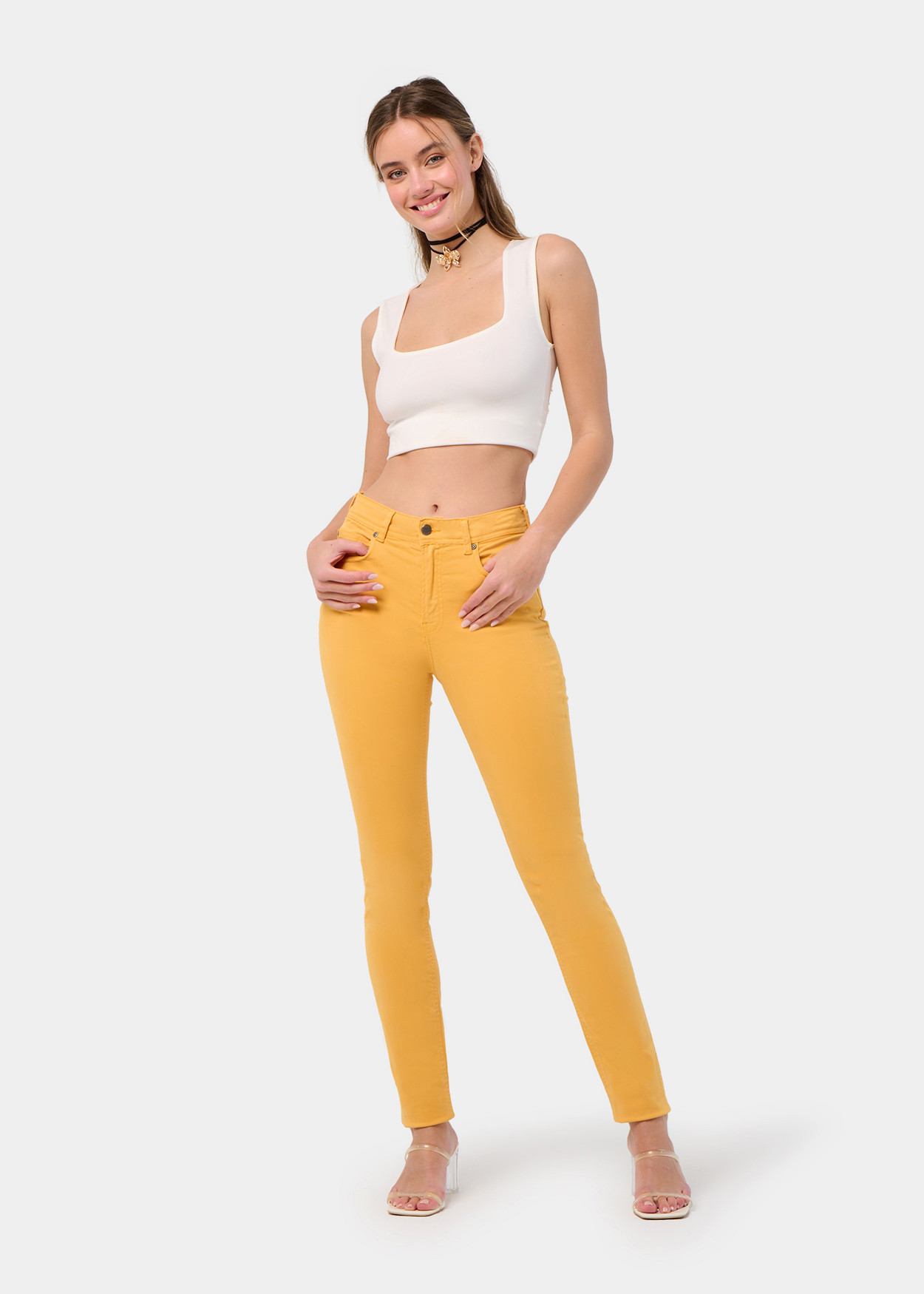 PANTALON NOUFLORE-ENOVA COULEUR pêche Box Medium Slim | Taille en pouces
