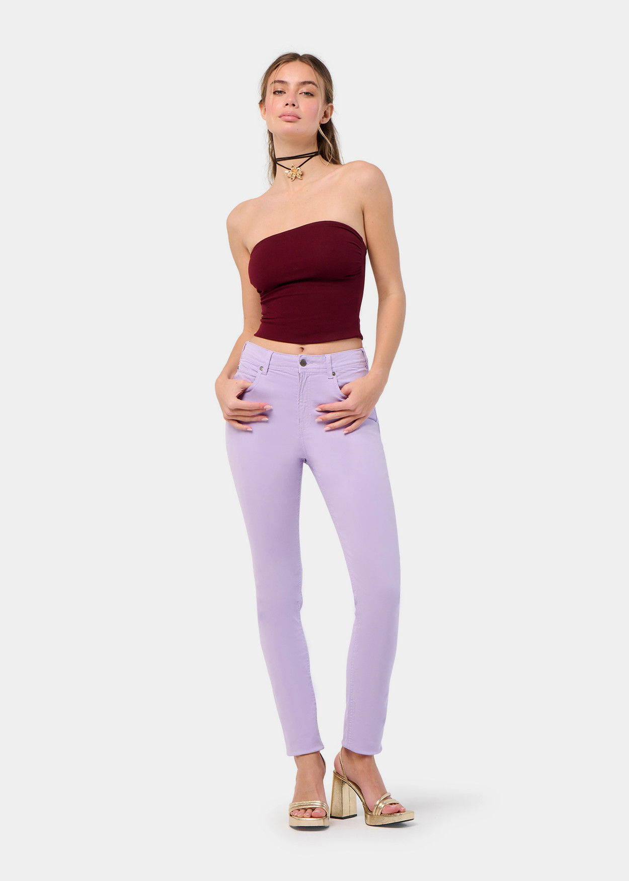 PANTALON NOUFLORE-ENOVA COULEUR pêche Box Medium Slim | Taille en pouces