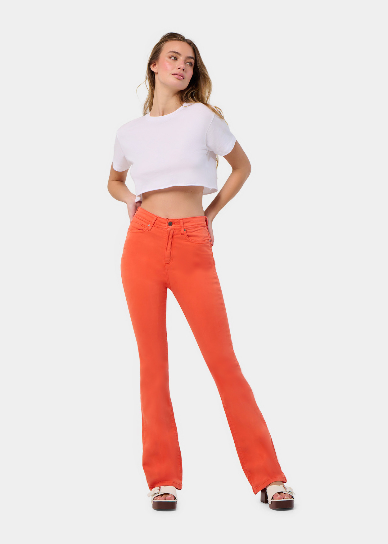 Pantalon boot cut taille haute orange gracia-aude femme