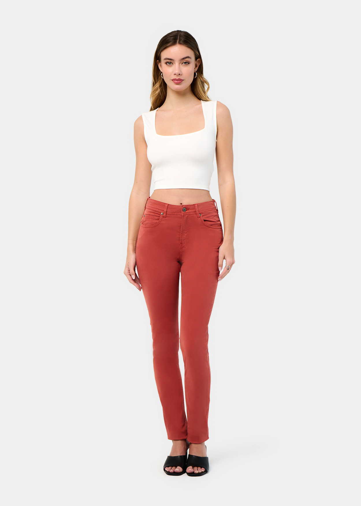PANTALON NOUFLORE-ENOVA COULEUR pêche Box Medium Slim | Taille en pouces