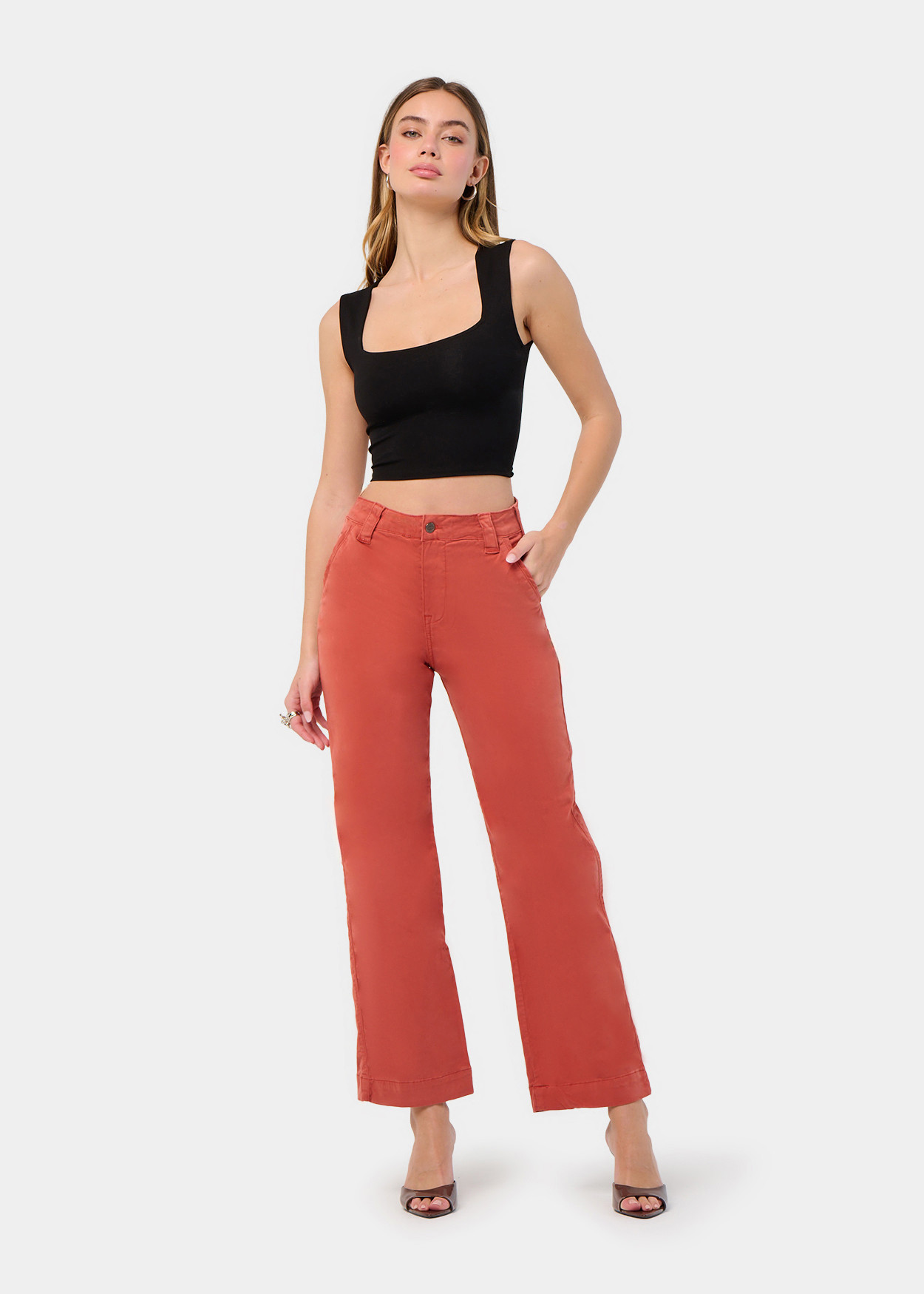 PANTALON CHINO OLIVIA-AUDE High Box Droit Jambe large | Taille en pouces