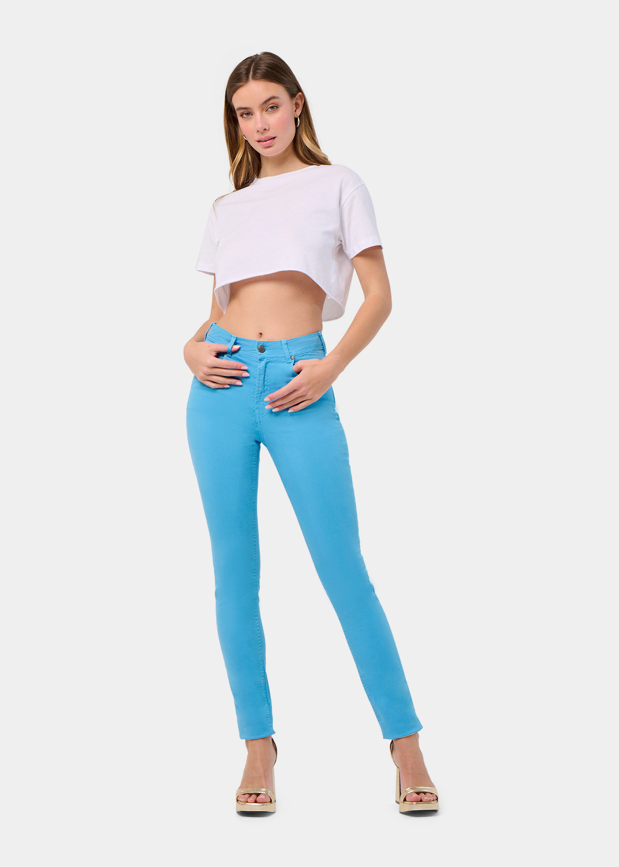 Jean slim taille haute vert femme nouflore-nantes
