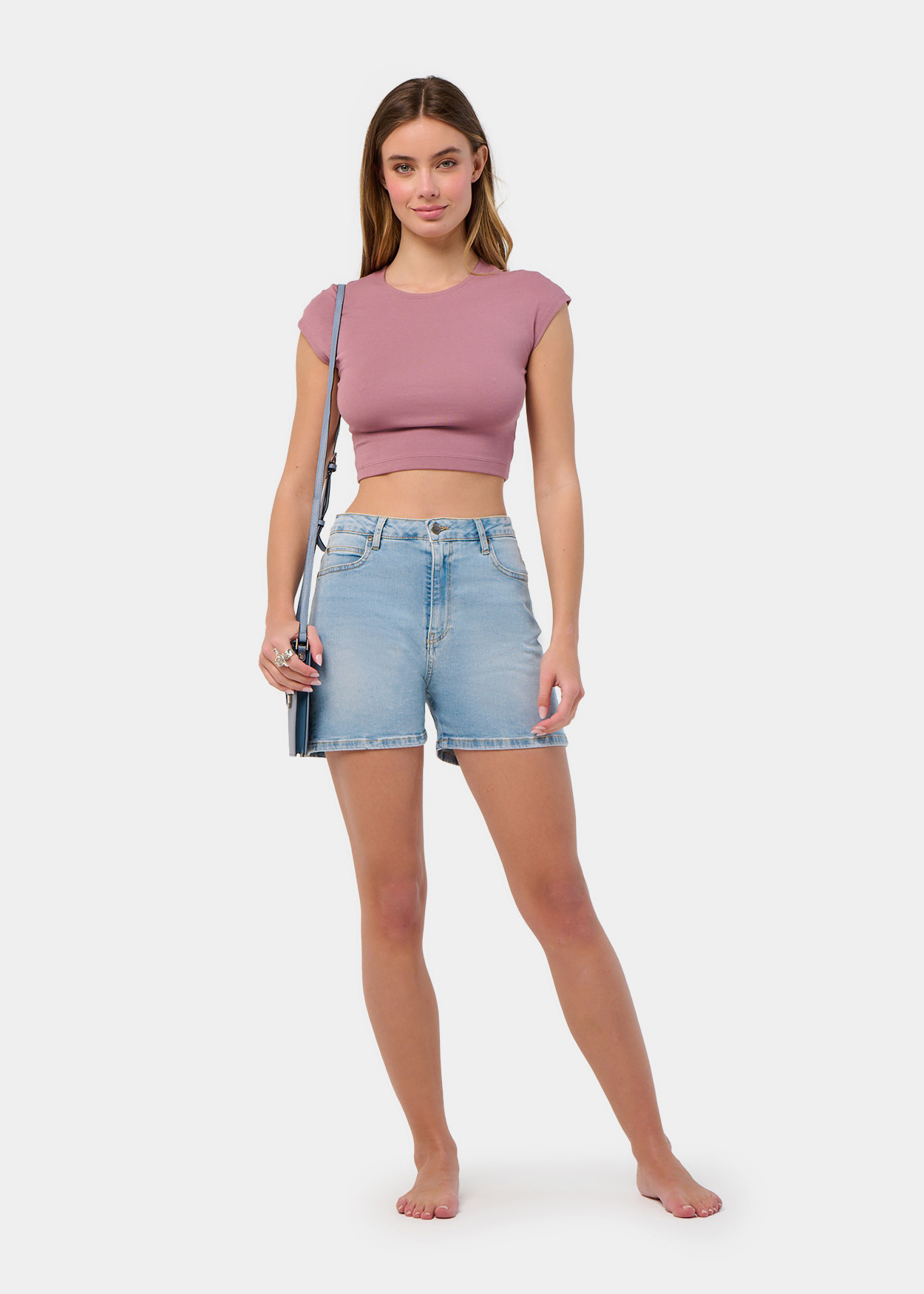 Short en jean taille haute délavé melrose-vade femme
