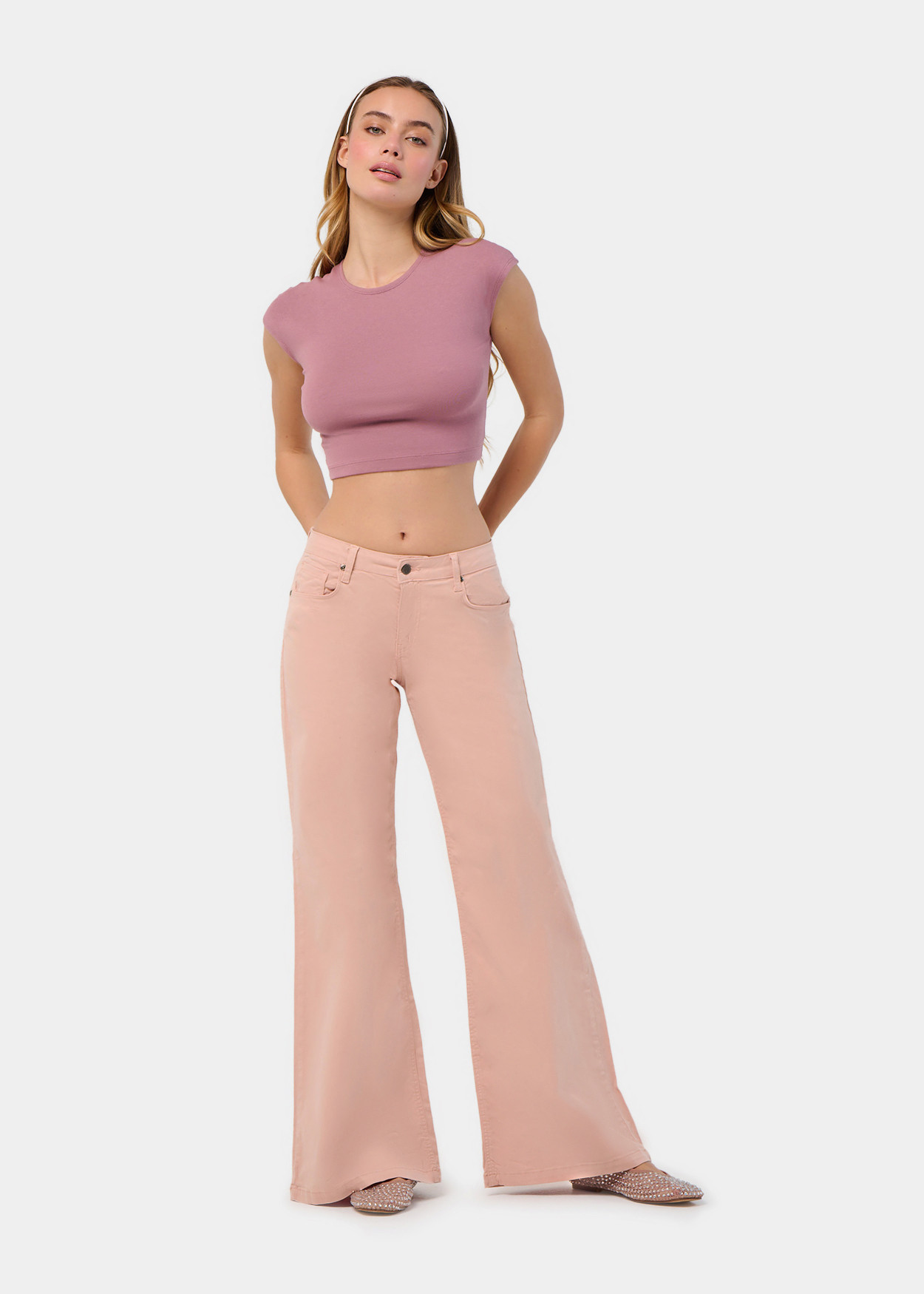 Jean extra flare taille basse violet femme