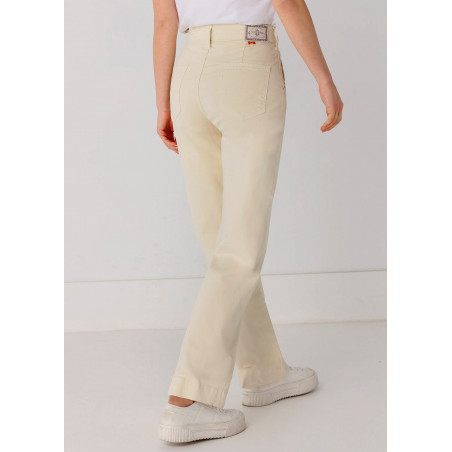 Chino Olivia Nectar | Taille haute - Coupe large droite | Taille en pouces