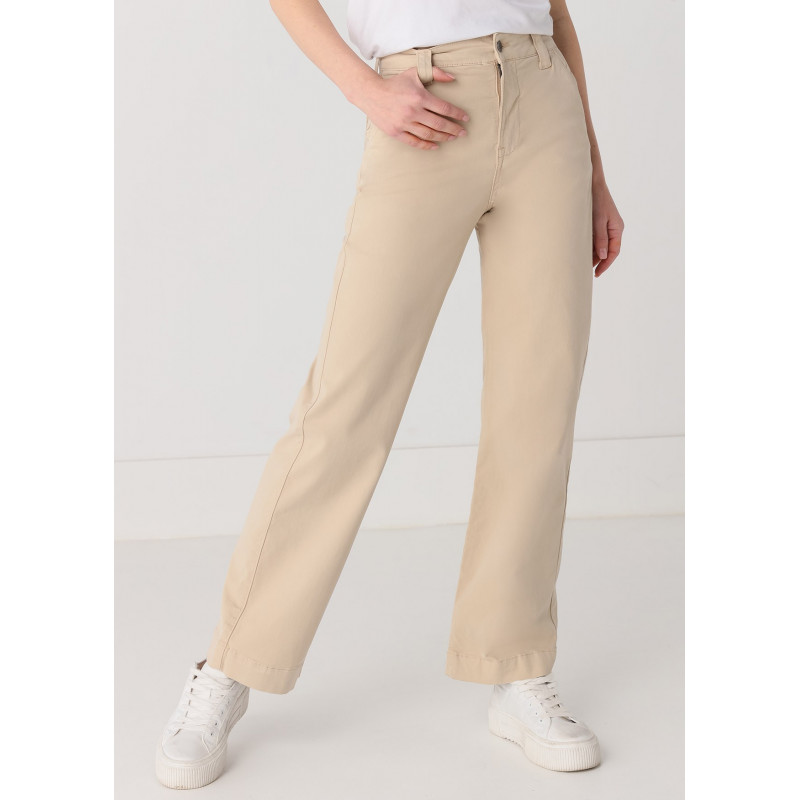 Chino Olivia Nectar | Taille haute - Coupe large droite | Taille en pouces