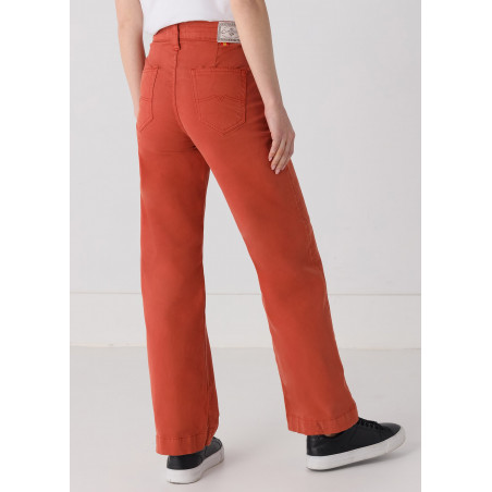 Chino Olivia Nectar | Taille haute - Coupe large droite | Taille en pouces
