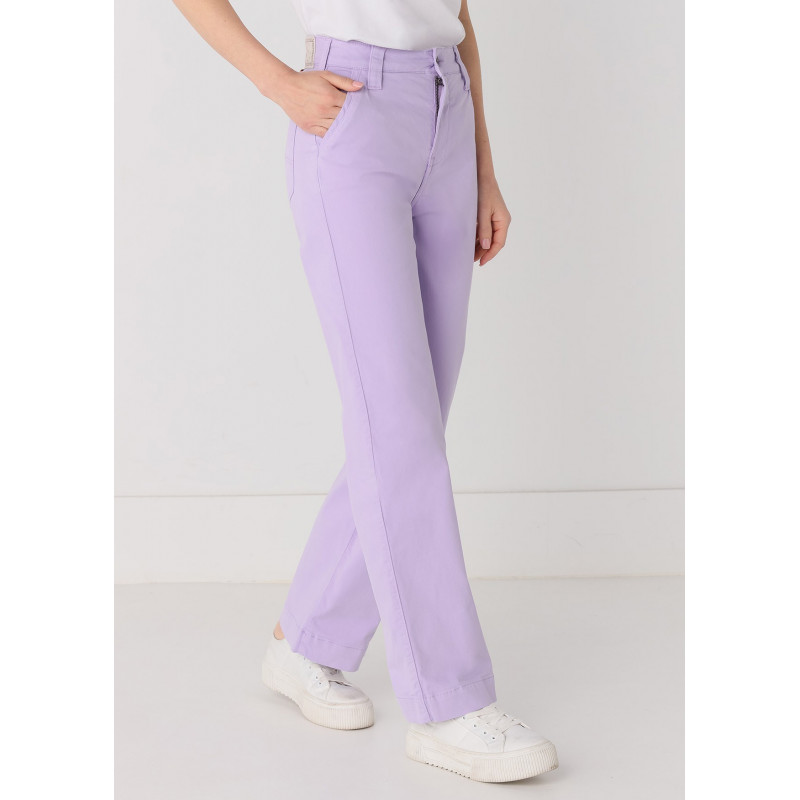 Chino Olivia Nectar | Taille haute - Coupe large droite | Taille en pouces