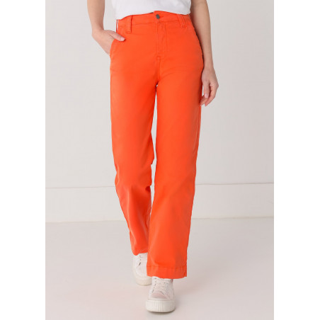 Chino Olivia Nectar | Taille haute - Coupe large droite | Taille en pouces